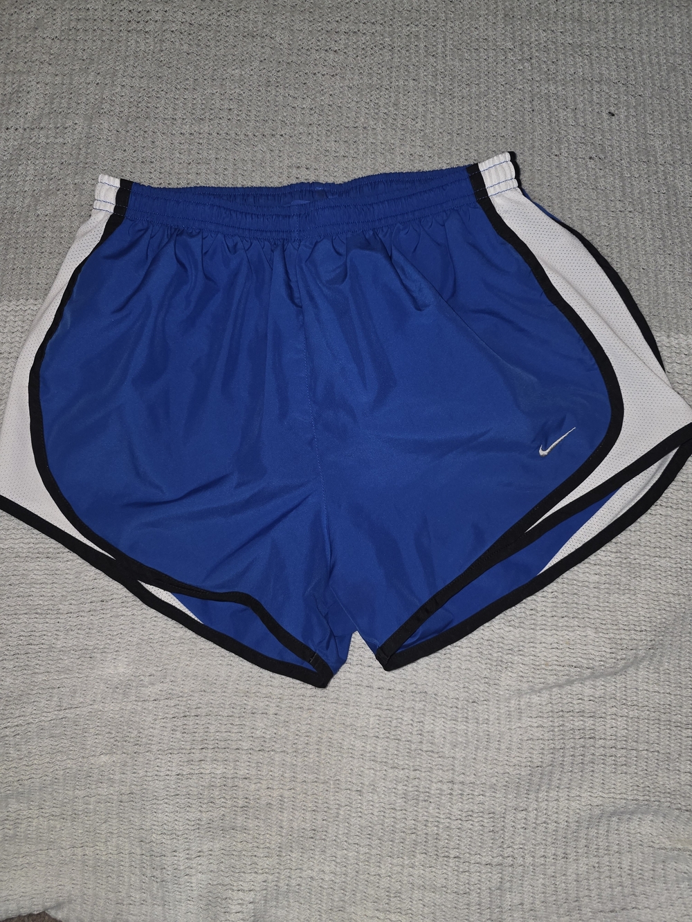 Nike Dry-Fit Women's Blue Running Shorts with White Side Panels- Small